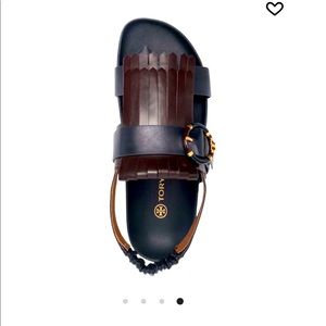 Tory Burch(Brand New)original box kiltie leather buckle fringed sandals$369 cost